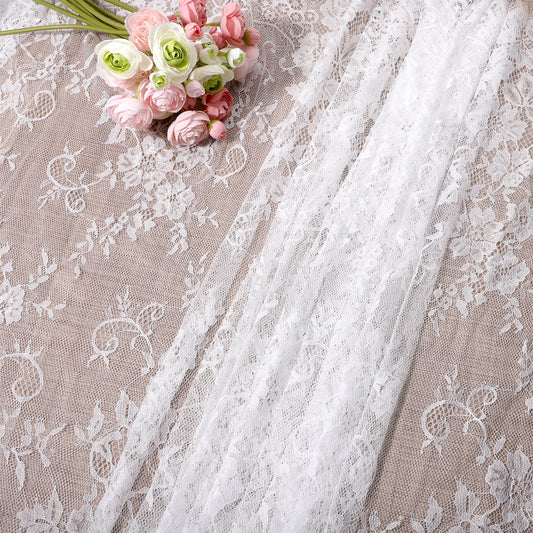 White Lace Table Runner, 75 x 300 cm Rustic Boho Party Table Linen, Vintage Rustic Table Runner for Wedding Bridal Shower Baby Shower Party Decorations, Embroidered Boho Lace Table Cloth Runners