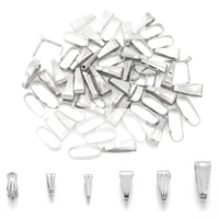 120 PCS Pendant Pinch Bails for Jewelry Making, 6 Styles Stainless Steel Pinch Clip Clasp Ice Pick, Necklace Pendant Connectors Dangle Charm Clasps for DIY Craft Making, 6-11mm Long, Silver