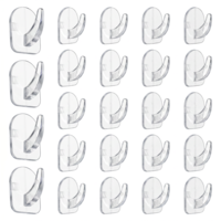 SynHHergyx 24 PCS Small Adhesive Hooks Clear Hooks for Walls No Damage Waterproof Sticky Hook for Hanging with Adhesive Strips for Bathroom Bedroom Kitchen Wall