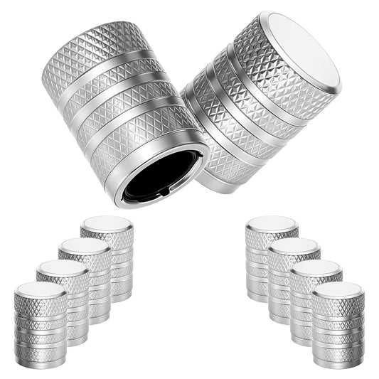 10 PCS Tyre Valve Caps, Aluminum Tyre Dust Cap Valve Stem Covers Car Tire Valve Stem Caps Corrosion Resistant Universal Stem Cap Covers for Cars Trucks Motorcycles SUVs Bikes, Silver