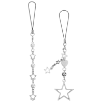 EupHHonycs 2 Pcs Cute Star Phone Charm, Phone Charm Strap Star Chain Lanyard String Camera Strap Wrist for Phone Bag Keychain Backpack Wallet