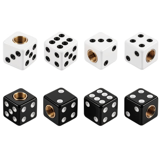 8 Pcs Dice Tire Valve Stem Caps Dice Tire Air Valve Stem Caps 4 White and 4 Black Dice Style air Valve Caps Waterproof Airtight Car Wheel Tire Air Caps for Cars SUV Trucks Bikes Motorcycles Bicycles
