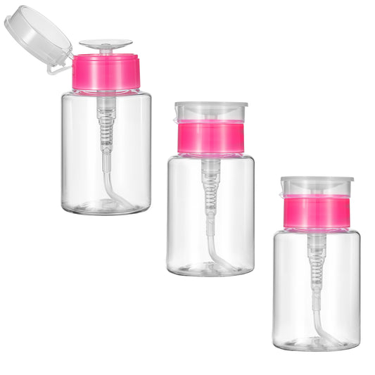 Nail Polish Remover Pump Bottle Dispenser 150 ML Push Down Pump Dispenser Bottle, Empty Pump Dispenser Containers for Nail Polish and Makeup Remover, Clear Small Pump Bottle(3 Packs)