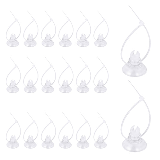 KALIONE 20 Packs Aquarium Suction Cups, Fish Tank Suction Cups Plant Holder, Suction Cup Clip with Adjustable Zip Ties for Aquarium Plants Binding Moss Shrimp Nest, Fish Tank Tools