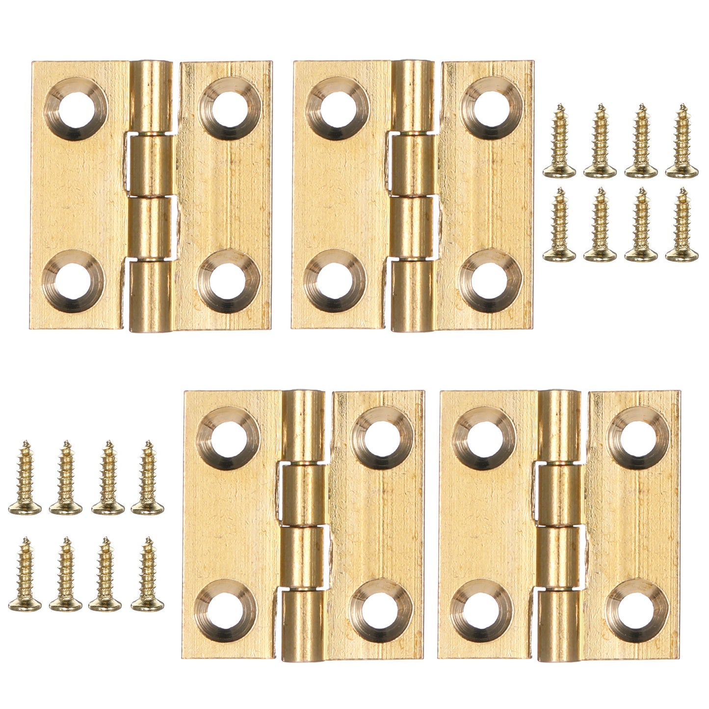 Small Hinges for Wooden Box, 4 Pcs Brass Mini Hinges for Crafts 1 Inch Folding Gold Cabinet Hinges with Mounting Screws for Drawer Door Closet Jewelry Box Wooden Case Furniture