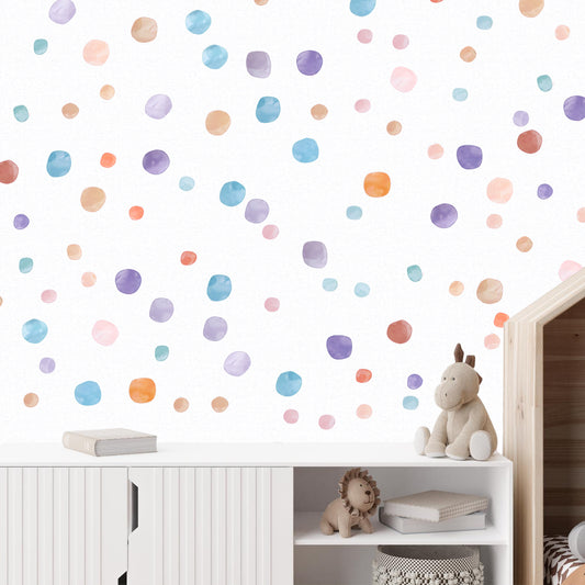 296 Pcs Colorful Dot Wall Decals Watercolor Round Circle Wall Stickers Wall Decals Removable Stickers Vinyl Rainbow Contact Paper Peel and Stick for Bedroom Playroom Nursery Office