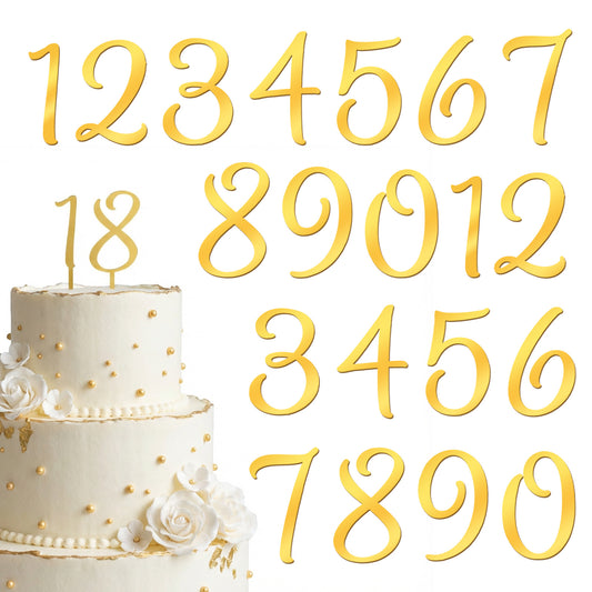 20 PCS Acrylic Number Cake Topper, Gold Shiny Large Numbers 0-9 Number for Cakes, Acrylic Cake Numbers DIY Handmade Christmas Cakes Sign Decorations for Birthday Party Wedding Anniversary Cupcake