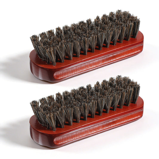 Horsehair Shoe Brush 2 Pcs Shoe Polish Shine Brush Horse Hair Bristles Cleaning Brushes for Boots, Leather Shoes, Leather Sofas, Car Seats