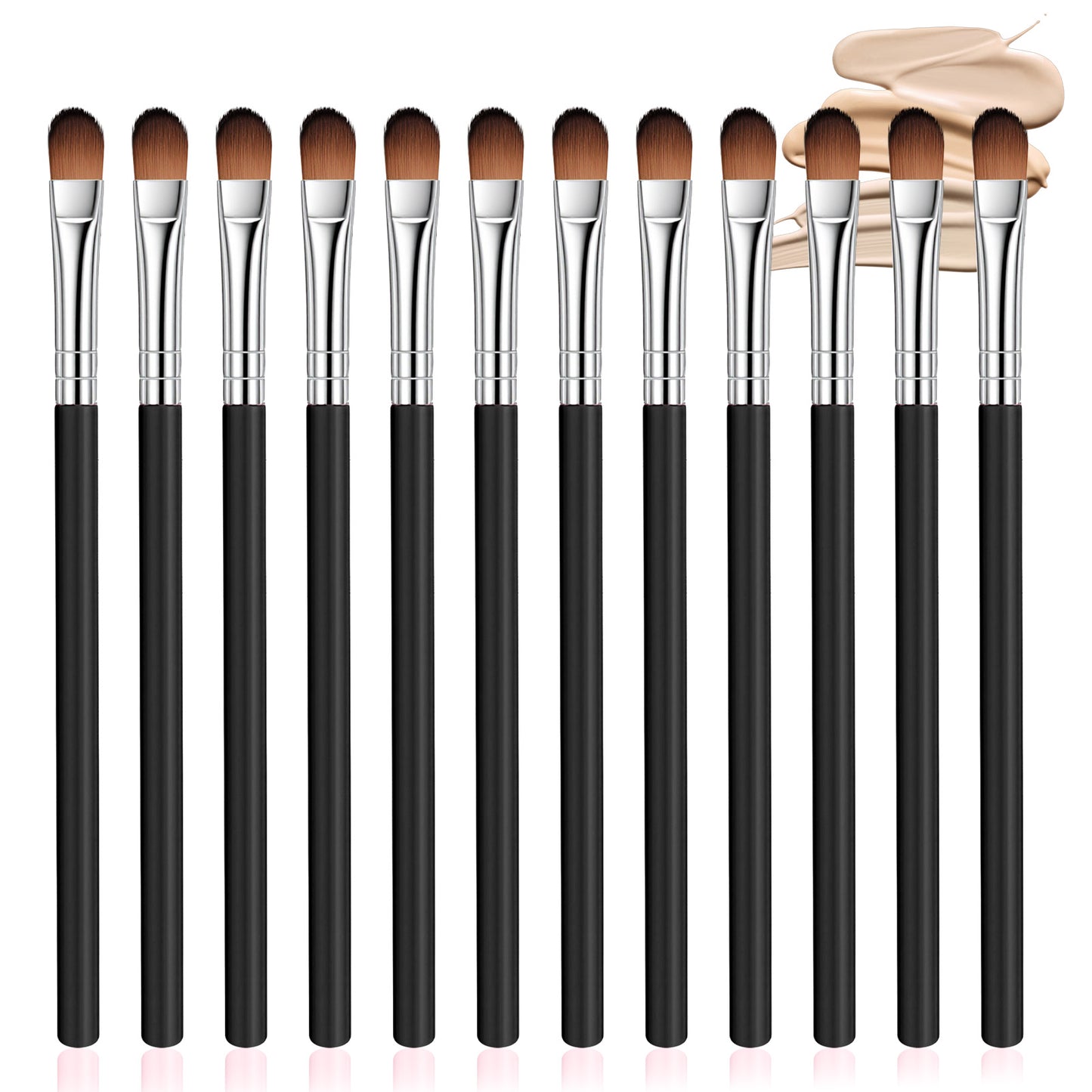 12 Pcs Flat Concealer Brush Under Eye Small Makeup Brush Eyeshadow Brushes Professional Eyeshadow Tools for Concealing Blending Setting Buffing Makeup(Black)