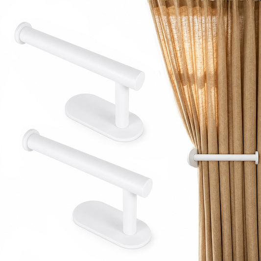 2 Pcs Adhesive Curtain Holdbacks No Drill Curtain Holders Tiebacks Curtains Hooks for Wall Mounted White Adhesive Curtains Hooks for Drapes