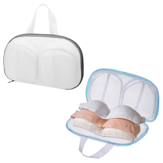 Bra Washing Bags for Laundry, 2 Pcs Mesh Bra Laundry Bags for Washing Machine Lingerie Wash Bag with Zipper for Washing Delicates Underwear Brassiere (Grey, Blue)