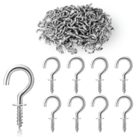 Vin Beauty 100 Pieces Small Wall Ceiling Hooks for Hanging Plants, Metal 1/2 Inch Tiny S Key Twist Screw in Cup Hooks for Wall Hanging Outdoor String Lights, Silver