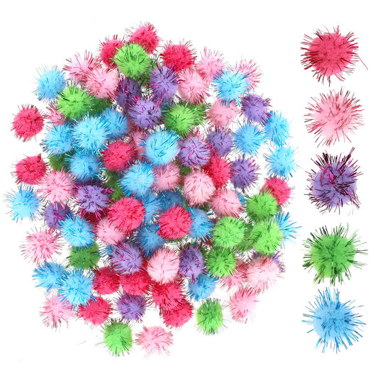 100 Pieces Pompoms 0.8 Inches Craft Supplies Coloured Pom Poms DIY Creative Crafts Decorations Assorted Mixed Color Soft Flutty Pom Poms for Art Crafts (Multicolored)