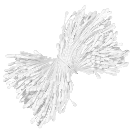 350-400 Pcs White Pearl Double Heads 2mm Flower Stamens Artificial Pearlized Floral Pollens Stamen Handmade Artificial Pistil for Flower Making Supplies Crafts Christmas Wedding Scrapbook Decoration