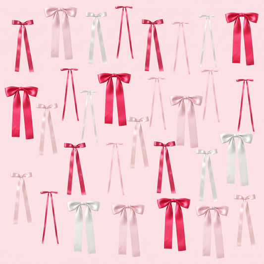 30 Pcs Pink Bow Wall Decor, 3 Sizes DIY Photo Backdrop with Bows, Satin Ribbon Bows Garland, Party Backdrop for Birthday Baby Shower Bachelorette Wedding Room Bedroom Coquette Bridal Decorations
