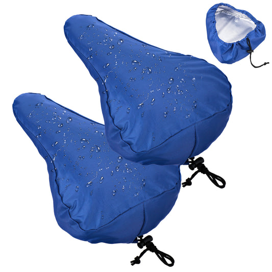 Alrhso 2 Pcs Bike Seat Cover Waterproof Bike Seat Cushion Cover, Blue Bicycle Seats Rain Covers with Elastic Outdoor for Bicycles E-Bikes Unisex