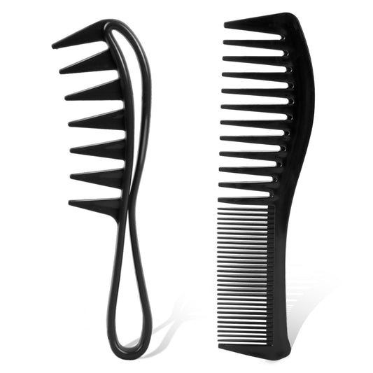 2PCS Wide Tooth Comb for Curly Hair, Large SharkTeeth Anti-Static Hair Combs Heat Resistant Anti Static Hairs Combs Large Detangling Comb for Wet or Dry Hairs, StylingComb for Women and Men