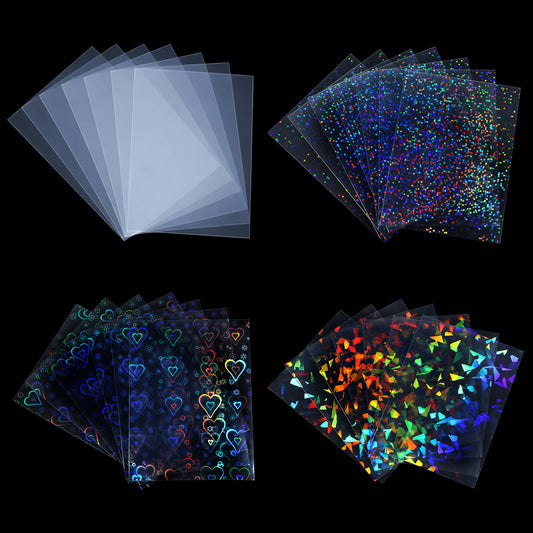 200 PCS Photocard Sleeves, Laser Flashing Photo Card Sleeves Holographic Trading Card Sleeves Cute Little Star Heart Card Holders Transparent Foil Protective Sleeve for Photo Cards, 2.6 x 3.5 Inches