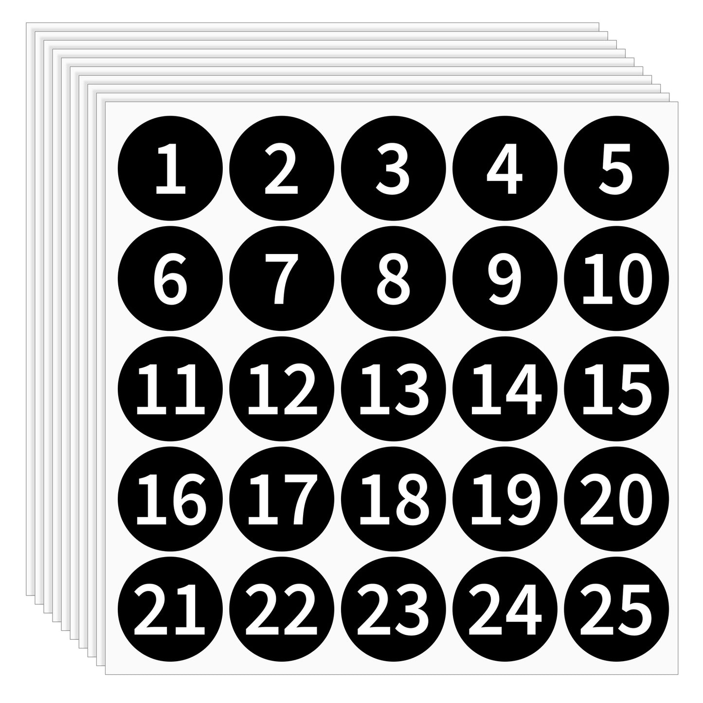 10 Sheets 1-25 Consecutive Number Stickers, 1.2 Inch Round Black Sticky Number Stickers, Self-adhesive Numbered Labels Waterproof for Inventory Storage Boxes Toolbox Lockers Indoor Outdoor Classificat