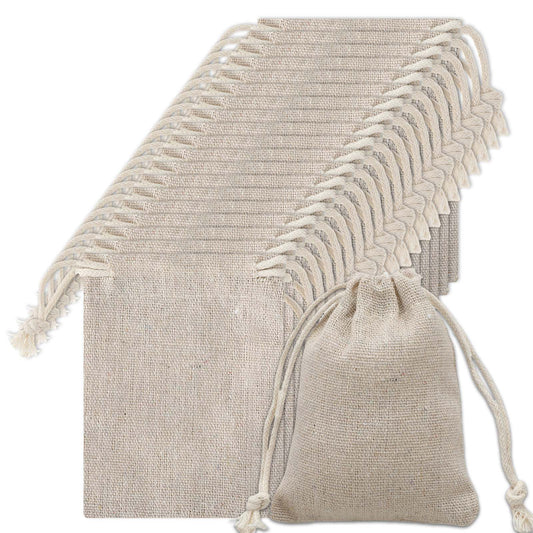 20 Pcs Muslin Bags 3x4 inches, Cotton Drawstring Jewelry Pouches Fabric Gift Pouches, Empty Sachet Bags for Gift Party Favors Jewelry Wedding DIY