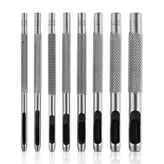 Hollow Leather Hole Punch Set (1.5mm-5mm) for Belts, Round Hole Punch Set Metal Hollow Holes Punching for Leather, Hollow-Punch for Leathers Craft Punchs Tools Sets for Belt DIY Belt Watch Band Gasket