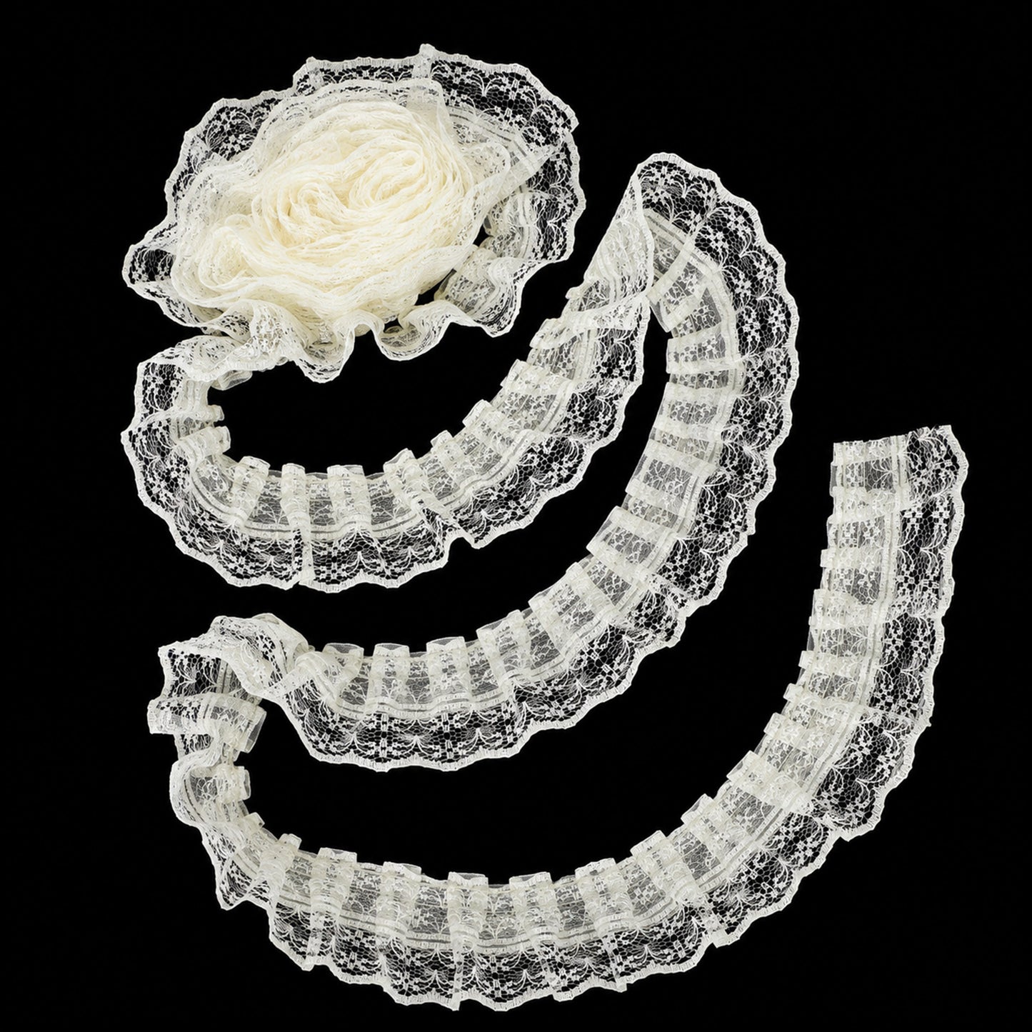 Beige Lace Ruffle Trim