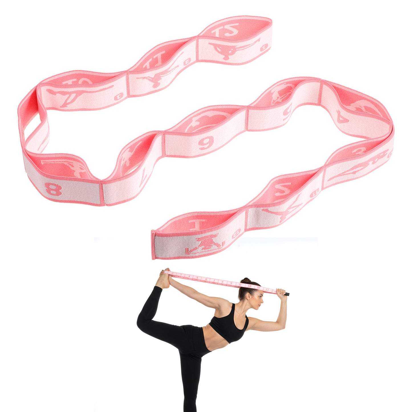 12 Loops Yoga Bands for Stretching, Yoga Strap with Loops Stretch band for Dance, Gymnastics, Physical Therapy, Flexibility & Resistance Training, Ballet, Latin Workouts