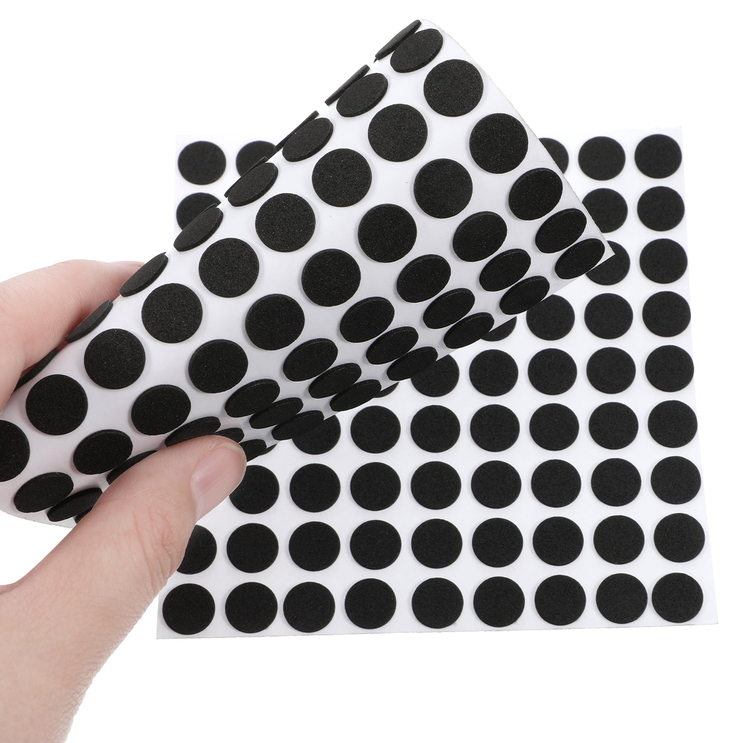300 Pcs Thin Felt Pads, Mini Foam Felt Pads Round 3/5 Inches Self Adhesive Cabinet Cushion Dots for Cabinet Doors Furniture Desks Floor Drawers Black