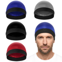 4PCS Wave Caps for Men Silk Durag Silky Bonnet for Men, Elastic Band Wave Caps for 360 540 720 Waves Soft Breathable Sleeping Shower Cap for Women