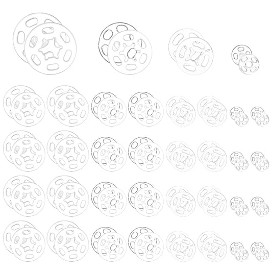 120 Sets Plastic Snaps for Sewing, Round Clear Invisible Snap Fasteners Sew on Press Buttons for Shirts Clothing, Pant Fabric(50 Sets/7mm, 30 Sets/12mm, 20 Sets/15mm, 20 Sets/18mm)