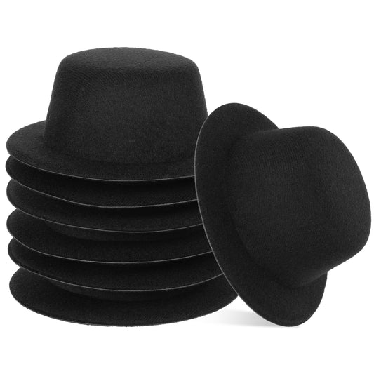 salbsever 6 PCS 5.1" W Black Mini Formal Hats Small Black Craft Top Hats for DIY Crafts Miniature Hats Hair Accessories Decorate for Christmas Party Snowman Doll Craft Decor