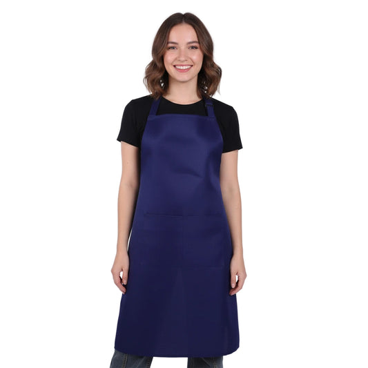 Jxiwfvl Kitchen Cooking Apron Adjustable Bib Apron Work Women Men Aprons with 3 Pockets Water & Oil Resistant Dark Blue for Waitress Waiter Server