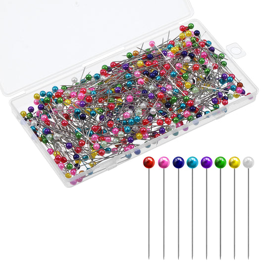 Straight Pins Sewing, 500 Pcs 1.5 Inch Metal Straight Pin with Colored Heads Ball Head Sewing Pins for Fabric Quilting Supplies for Dressmaker DIY Sew Craft Project Jewelry Decoration (Colorful)