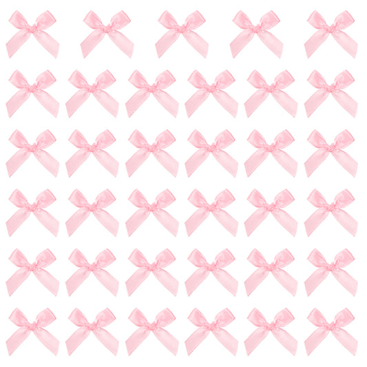 35 PCS Mini Pink Ribbon Bows, Pink Bows Crafts, Bows for Cake Decorating, Bow Themed Party Decorations, Bowknot Sewing Accessories, Pink Decor for Gift Wrapping, Bakery, Candy Bags, Hair, Christmas