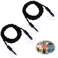 2 Pack Travel Clothesline, Portable Clothes Line Black Retractable Clothesline with Hooks and Suction Cups Camping Accessories Cruise Essentials for Outdoor and Indoor Use