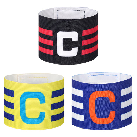 Eldraqth 3 Pcs Soccer Captain Armband, Team Captain Band for Soccer, Elastic Nylon Arm Bands for Adult Youth, Adjustable Team Sport Armband for Sports Basketball Volleyball