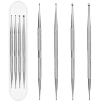 4 PCS Dotting Tool for Nail Art, Nail Art Tools Professional Ball End Nails Design Tools 2 Way Stainless Steel Dotting Pen Tool Nails ArtKit Rhinestone PickerTool