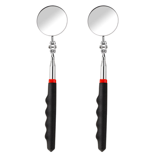 2 Pcs Telescoping Inspection Mirror Flexible 360 Rotation Telescoping Mirror Round Mirror on a Stick 29 Inch Mechanics Automotive Tool with Long Handle for Technicians Mechanics Contractors Checking