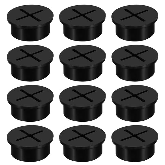 12PCS 25mm Black Desk Grommets, Desk Hole Cover for Cable, Cable Cord Grommet, Flexible Silicone Cable Grommet for Desk, Table and Other Furnitures