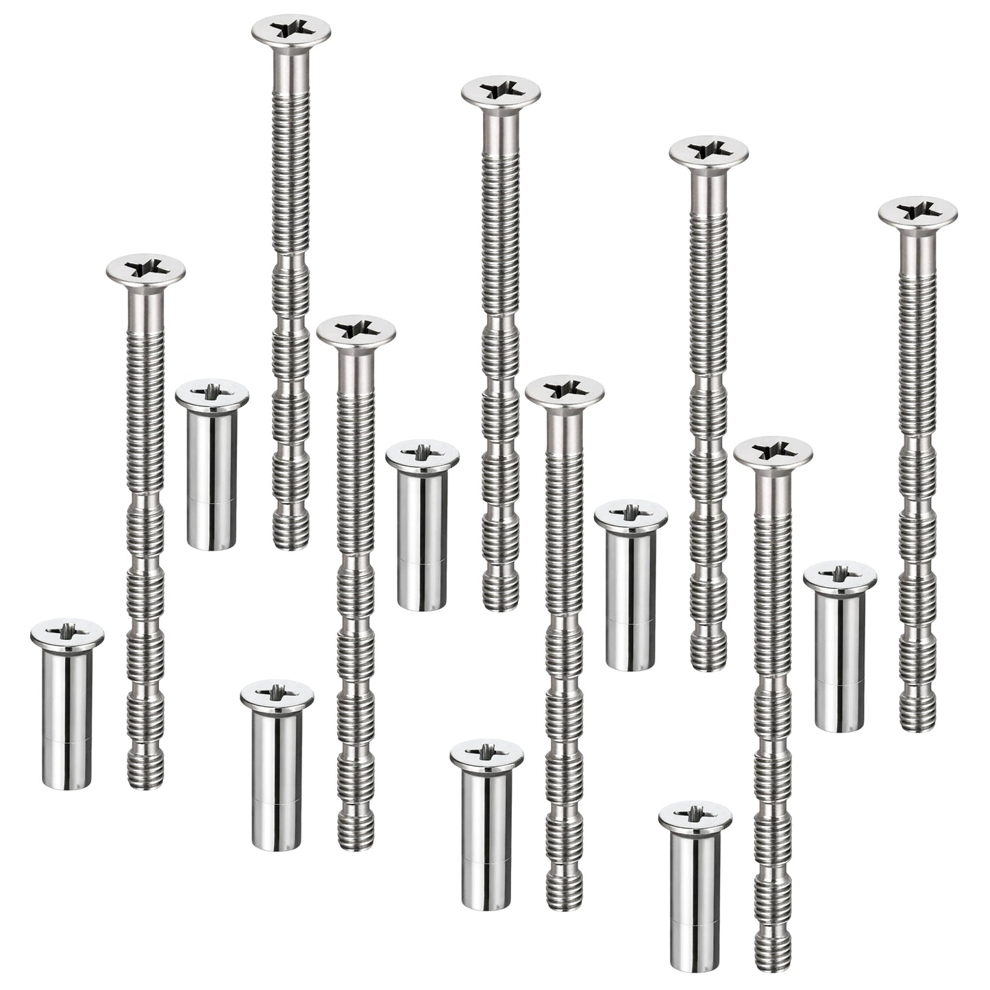 8 Sets M4 Bolt Connecting Screws, M4 Bolt Cabinet Door Knob Screws and Sleeves Adjustable Length Long Screw for Hollow Door Handles Knobs Escutcheons and Others