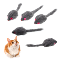 InnoHHustle Cat Mouse Toy, 5 Pcs Faux Fur Mouse Toys for Cats 6.7” Cat Mice Toys Interactive Realistic Size Grey Furry Rattle Mice Cats Toy No Catnip Feline Chew Plaything Self Play (Grey)