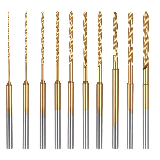 Mini Twist Drill Bit Set, 10Pcs 0.6mm-2.2mm Micro Drill Bits Set HSS 2.35mm Shank Titanium Coated Tiny Drilling Bits Hole Drilling Tool for DIY, Wood, Jewelry