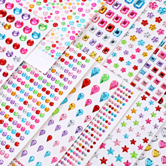 3385Pcs Gem Stickers Rhinestones Crafts Self Adhesive Jewel Stickers Stick On Gems Crystal for Crafts Sparkle Glitter Diamond Deco Bling Sticker Earrings for Face Scrapbook Supplies DIY Art