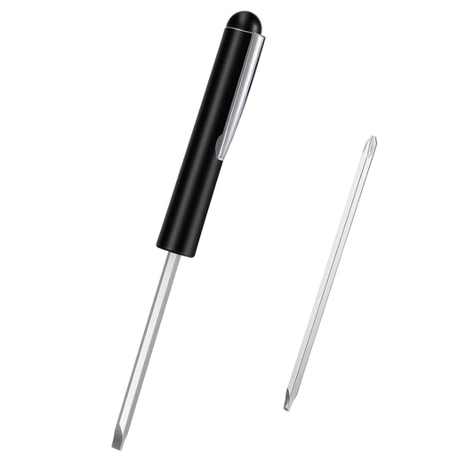 2 PCS Mini Pocket Screwdriver with Magnetic Slotted Tips Reversible Double Ended Bit - Phillips and Flat Head