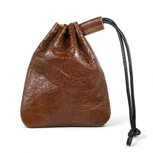 Leather Drawstring Pouch, Leather Storage Bags, Medieval Coin Purse Organizer, Small Waterproof Pouch Vintage Pouches for Earphone Jewelry Men Women Costume Accessories (Brown)