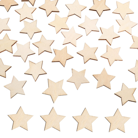 Wooden Stars for Crafts, 100 Pcs 1 Inch Small Wooden Stars Mini Unfinished Wooden Star Ornaments Blank Wood Star Cutouts for DIY Crafts Party Wedding Home Christmas Decoration